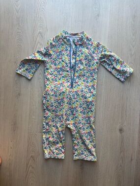 Mini Boden Floral One-Piece Swimsuit in Blue, Yellow, Pink 2-3yr